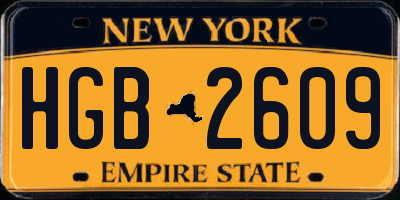 NY license plate HGB2609