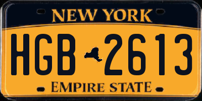 NY license plate HGB2613