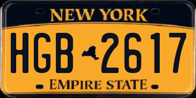 NY license plate HGB2617
