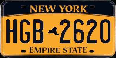 NY license plate HGB2620