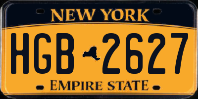 NY license plate HGB2627