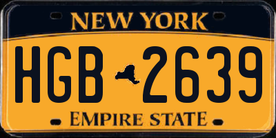 NY license plate HGB2639