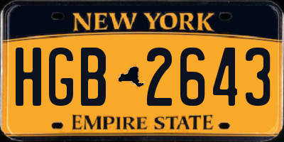 NY license plate HGB2643