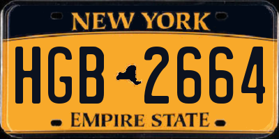 NY license plate HGB2664