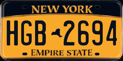 NY license plate HGB2694