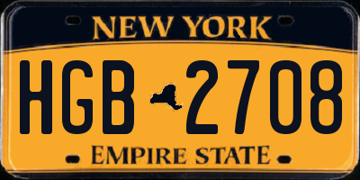 NY license plate HGB2708