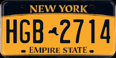 NY license plate HGB2714