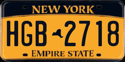 NY license plate HGB2718