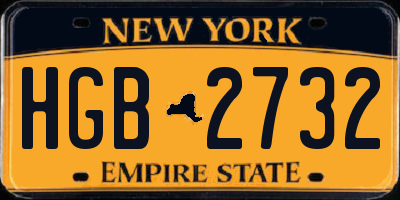 NY license plate HGB2732