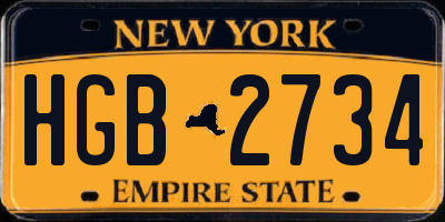 NY license plate HGB2734