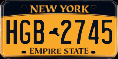 NY license plate HGB2745