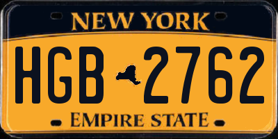 NY license plate HGB2762