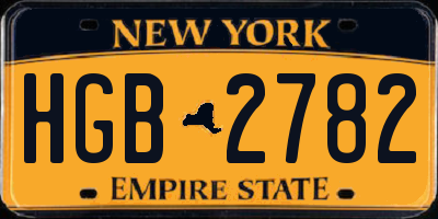 NY license plate HGB2782