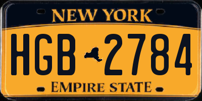 NY license plate HGB2784