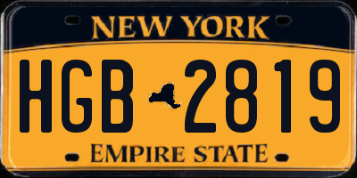 NY license plate HGB2819