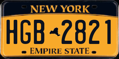 NY license plate HGB2821