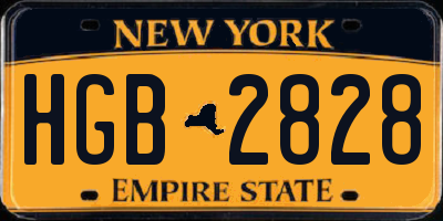 NY license plate HGB2828