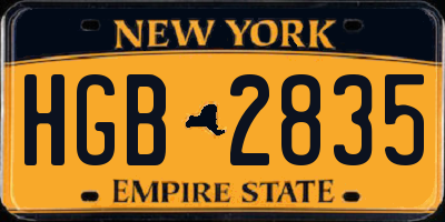 NY license plate HGB2835