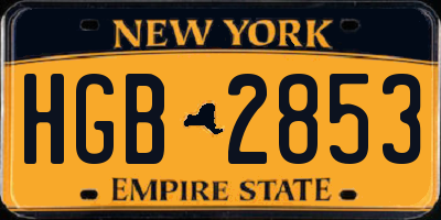 NY license plate HGB2853