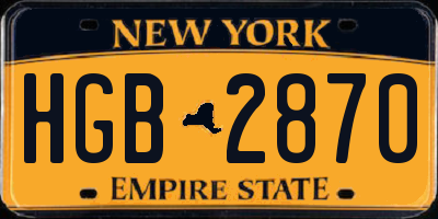 NY license plate HGB2870