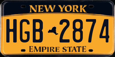 NY license plate HGB2874