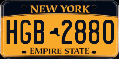 NY license plate HGB2880