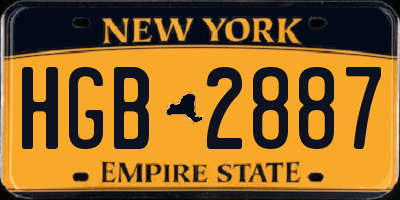 NY license plate HGB2887