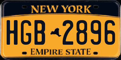 NY license plate HGB2896