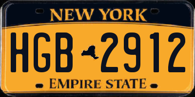 NY license plate HGB2912