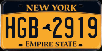 NY license plate HGB2919