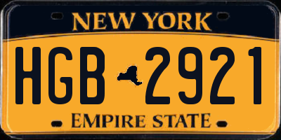 NY license plate HGB2921