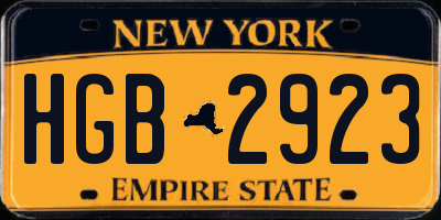 NY license plate HGB2923