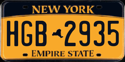 NY license plate HGB2935