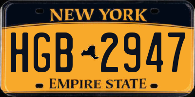 NY license plate HGB2947