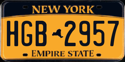 NY license plate HGB2957