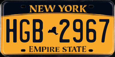 NY license plate HGB2967