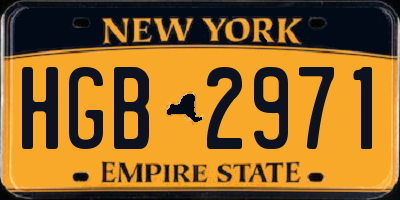 NY license plate HGB2971