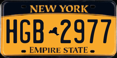 NY license plate HGB2977
