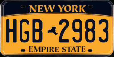 NY license plate HGB2983