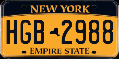 NY license plate HGB2988