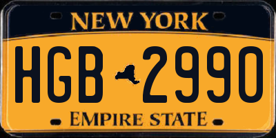 NY license plate HGB2990