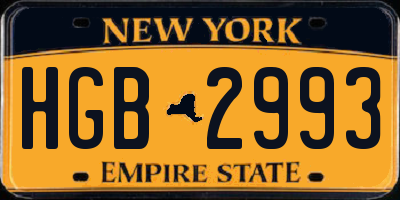 NY license plate HGB2993