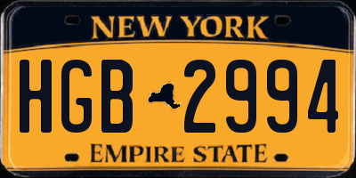 NY license plate HGB2994
