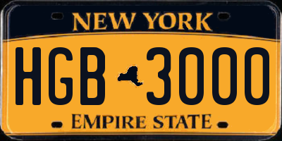 NY license plate HGB3000