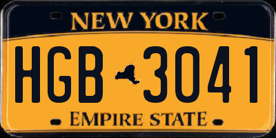 NY license plate HGB3041
