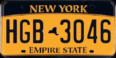 NY license plate HGB3046