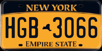 NY license plate HGB3066