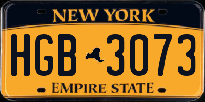 NY license plate HGB3073