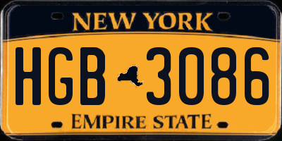 NY license plate HGB3086