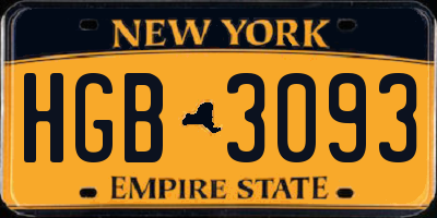 NY license plate HGB3093